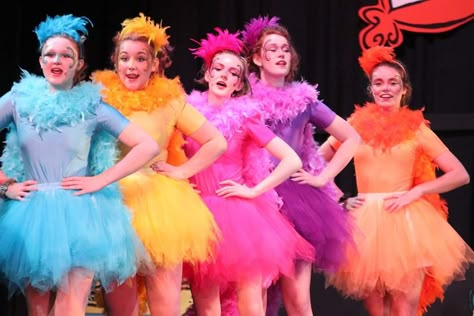 Jojo Seussical Costumes, Bird Girls Seussical Costumes, Mayzie La Bird Costume, Seussical Makeup, Mayzie La Bird, Gertrude Mcfuzz, Horton The Elephant, Suessical The Musical, Walking Red Flag