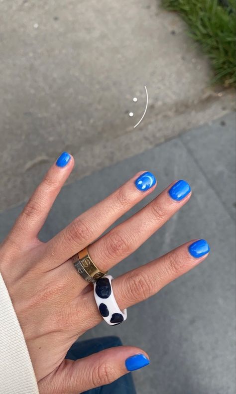 Short Nails Ideas Colorful, Smile On Nails, Bright Summer Short Nails, Super Short Gel Nails Summer, Blue Gel Nails Short, Nailart Short Nails, Nails Blue Short, Nails Inspo Blue, Blue Short Nails