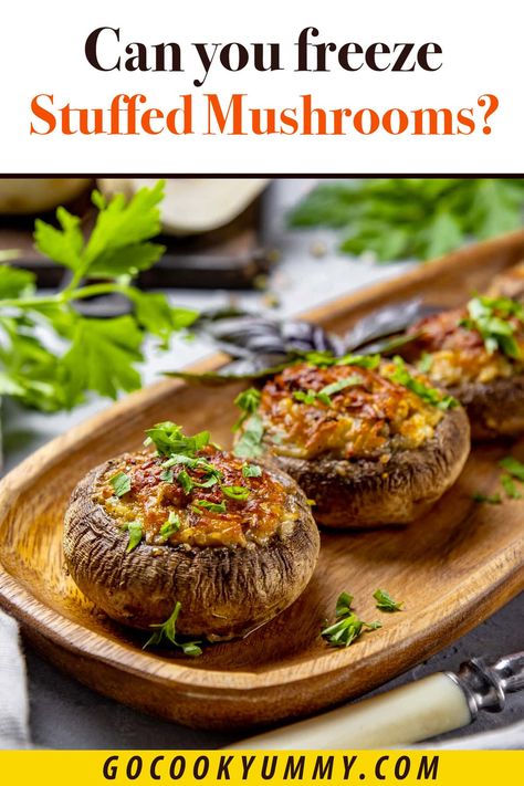 Wondering if you can freeze stuffed mushrooms? Do they freeze well? Should you freeze the mushrooms cooked or uncooked? Will the texture change? Let's find out! Make Ahead Stuffed Mushrooms, Can You Freeze Mushrooms, Freezing Mushrooms, Crockpot Mushrooms, Freezing Food Guide, Baked Stuffed Mushrooms, Portabella Mushrooms Recipes, Breaded Mushrooms, Mushroom Appetizers