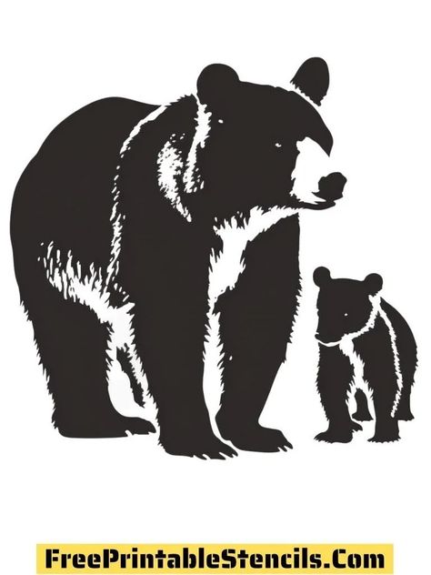 Mama Bear Stencils and Silhouettes ( Perfect for Pumpkins - Free Printable Stencils Bear Stencil Printable Free, Free Printable Stencils, Bear Stencil, Printable Stencils, Free Stencils Printables, Bear Decal, Mother Bears, Bear Silhouette, Stamp Ideas