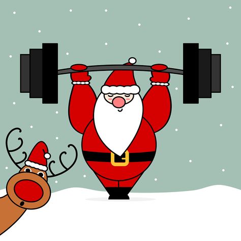 santa claus with barbell in the snow with reindeer on Behance Christmas Paintings On Windows, 2022 Ornaments, Holidays Illustration, Cute Cartoon Christmas, Santa Claus Pictures, Christmas Window Painting, Santa Claus Images, Gym Wallpaper, Funny Fitness