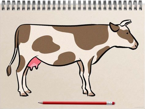 Cow Drawing Ideas » How to draw a Cow Step by Step Cow Sketch, Cow Drawing, Tiger Drawing, Plant Drawing, Sketches Easy, Pencil Drawings, Cow, Drawings, Art