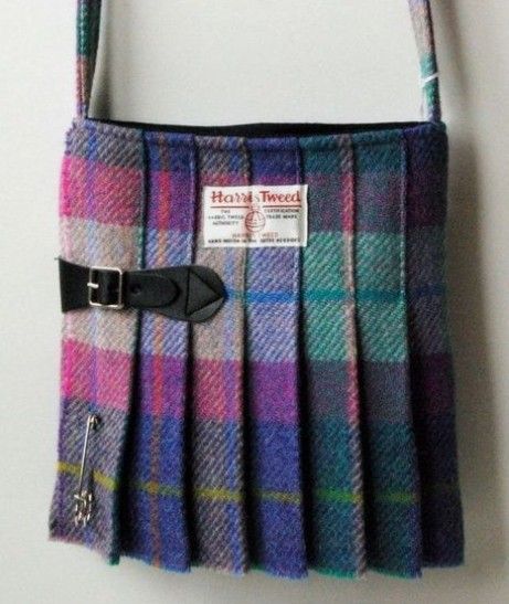 Pink Tartan, Blue Tartan, Patchwork Bags, Harris Tweed, Fabric Bags, Sewing Bag, Kilt, Blue And Pink, Upcycle Clothes