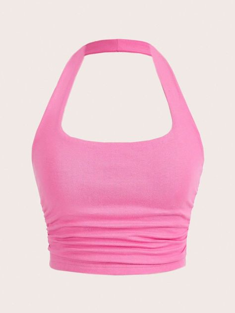 Hot Pink Crop Top Outfit, Pink Crop Top Outfit, Hot Pink Crop Top, Tough Clothes, Hot Pink Outfit, Womens Halter Tops, Women Tank Tops, Pink Crop Top, Crop Top Outfits