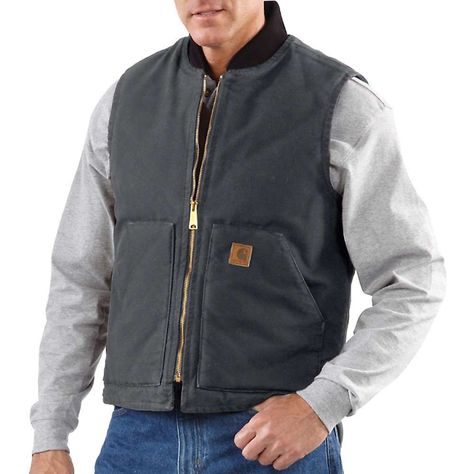 Carhartt Men's Sandstone Vest Brown Carhartt Vest Outfit, Mens Carhartt Vest Outfit, Carhartt Vest Outfit Men, Carhartt Outfit Men, Carhartt Vest Outfit, Vest Outfits Men, Carhartt Vest, Carhartt Overalls, Mens Outerwear Jacket