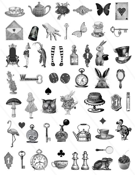 Alice in Wonderland clipart featuring watercolor illustrations of the Mad Hatter, tea party, and key. Perfect for your DIY projects! #aliceinwonderland #clipart #watercolor #madhatter . #Alice_In_Wonderland_Tiny_Tattoo #Key_Alice_In_Wonderland #Vintage_Alice_In_Wonderland_Tattoo #Alice_In_Wonderland_Key_Tattoo Mad Hatter Tattoo, Key Illustration, Alice In Wonderland Clipart, Alice And Wonderland Tattoos, Alice In Wonderland Vintage, Alice In Wonderland Drawings, Alice In Wonderland Illustrations, Eat Me Drink Me, Tattoo Old School