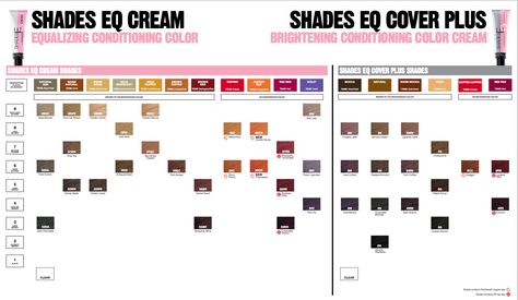 Redken shades eq cover plus color chart Redken Color Fusion Chart, Redken Chromatics Color Chart, Redken Color Chart, Redken Hair Color Chart, Shades Eq Color Chart, Level 6 Hair Color, Redken Chromatics, Hair Color Swatches, Redken Hair Color