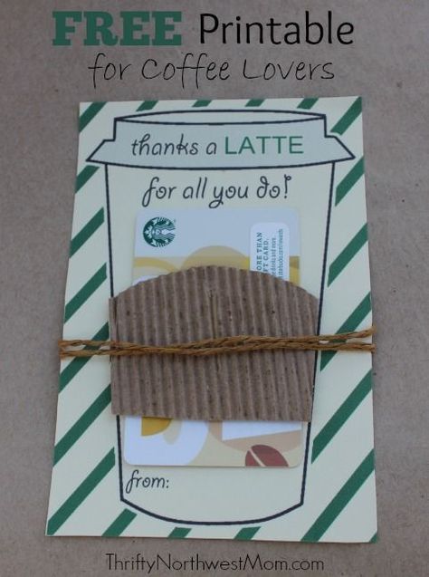 Thanks a Latte FREE Printable - Great for End of Year Teacher Gifts, Father's Day gift & more! - Thrifty NW Mom #teachergifts Thanks A Latte Free Printable, Cars Ideas, Teacher Appreciation Cards, Volunteer Gifts, Thanks A Latte, Free Printable Cards, Starbucks Gift, 4 December, Staff Appreciation