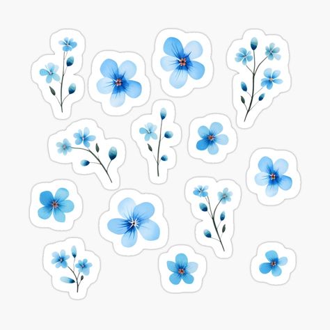 Blue Journal Stickers, Blue Stickers Aesthetic, Light Blue Stickers, Tiny Stickers, Blue Scrapbook, Ideas Regalo, Bujo Stickers, Love Scrapbook, Aesthetic School