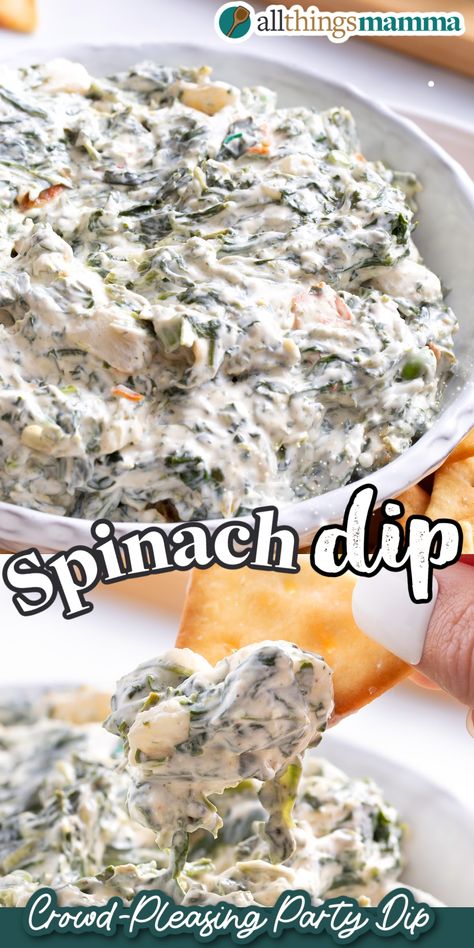 Spinach Dip collage image Spinach Dip Halloween Ideas, Classic Spinach Dip Recipe, Spinach Dip Cold, Homemade Spinach Dip, Spinach Appetizers, Classic Spinach Dip, Cookie Dough Dip Recipe, Best Spinach Artichoke Dip, Avocado Dip Recipe