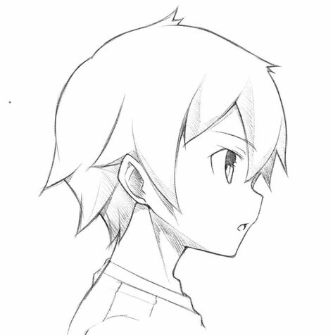 Side View Eyes Drawing Anime, Male Hair Side View Drawing, Side View Face Drawing, Male Side Profile Drawing, Face Side View Drawing, Side View Face, Male Side Profile, Anime Side View, Face Profile Drawing