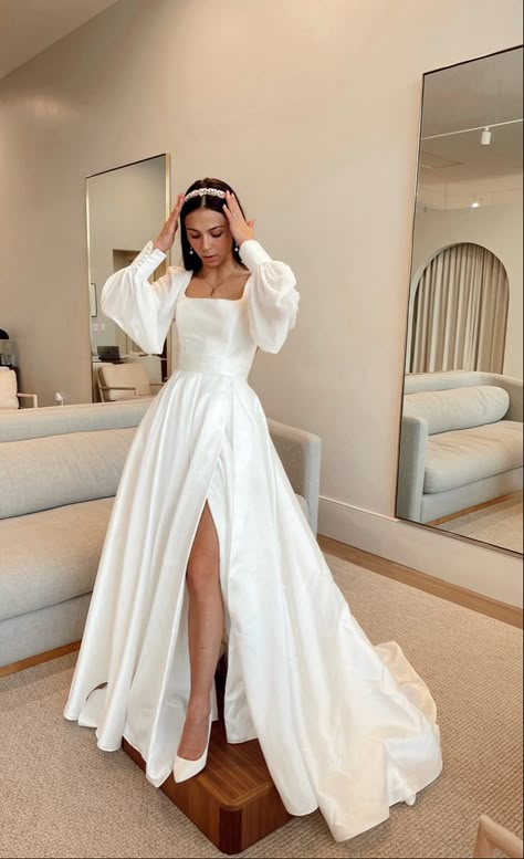 Beauty And The Beast Wedding Dresses, Wedding Dress Alterations, Timeless Wedding Dress, Classy Wedding Dress, Pretty Wedding Dresses, Dream Wedding Ideas Dresses, Classic Wedding Dress, Modest Wedding, Sleeve Wedding Dress