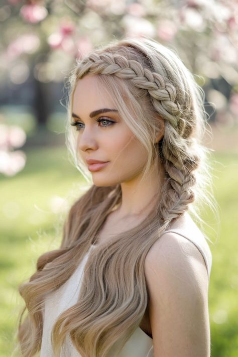 Discover the enchanting beauty of braided hairstyles with the timeless Halo braid. This style effortlessly crowns your head with delicate braided loops, perfect for any occasion—whether you're dressing up for a wedding or keeping it cute for a casual day out. It beautifully complements natural curls or can be paired with sleek wigs for a refined look. Embrace the charm of this intricate braid that is as pretty as it is easy to achieve! #braidedhairstyles #HaloBraid Braid Crown Hairstyles, Elegant Braided Hairstyles, Braided Crown, Braided Crown Hairstyles, Halo Braid, Crown Braid, Natural Curls, Your Head, Wedding Makeup