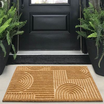 Elevate your entryway with our Embossed Coir Door Mat. Designed with both style and practicality in mind, this premium mat features a stunning embossed pattern that adds a touch of elegance to your doorstep. Its natural coconut coir construction ensures long-lasting use, while the non-slip backing keeps it securely in place at all times. Choose from various pattern variations to best match your decor. | Bay Isle Home™ Premium Embossed Non-Slip Outdoor Doormat White 30.0 x 18.0 in | C100504688 | Gray Patio Furniture, Modern Doormats, Door Mat Diy, Coir Door Mat, Funny Welcome Mat, Coco Coir, Boho Mid Century, Transitional Home Decor, Front Door Mat