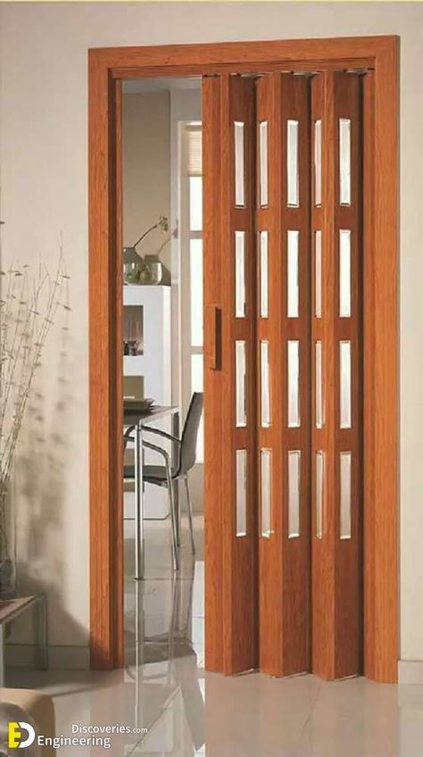 35 Creative Folding Door Design Concepts - Engineering Discoveries Accordion Door, Folding Doors Interior, Accordion Doors, Sliding Folding Doors, Sliding Door Design, Side Doors, Room Divider Doors, Folding Door, Door Glass Design