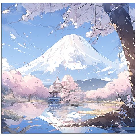 Cherry Blossom Computer Wallpaper, Cherry Blossom Wallpaper Aesthetic Anime, Witch Cottage Drawing, Anime Sakura Tree, Sakura Tree Background, Sakura Tree Aesthetic, Japanese Cherry Blossom Aesthetic, Cherry Blossoms Anime, Futuristic Poster