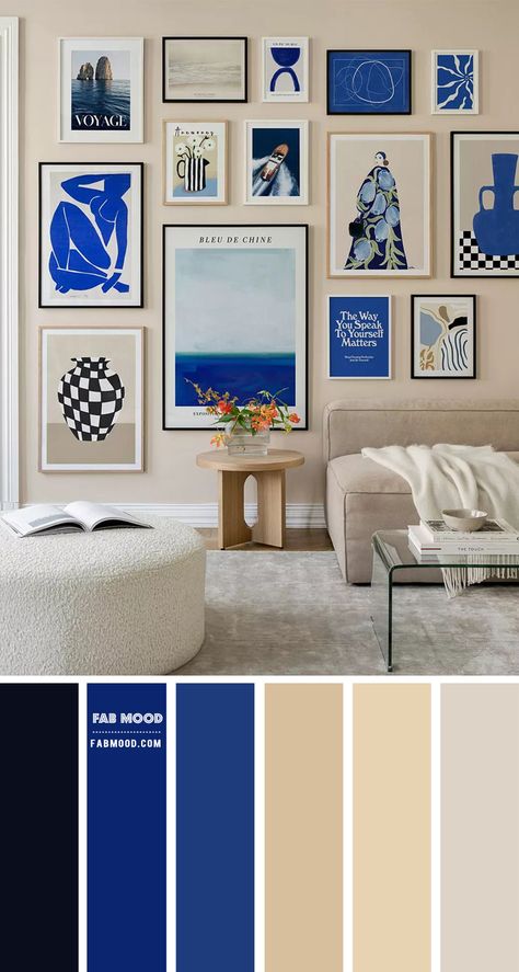 Living Room in Cobalt Blue and Taupe, Living Room Color Ideas Cobalt Living Room, Room With Dark Walls, Cobalt Blue Bedrooms, Blue Living Room Color Scheme, Cobalt Blue Kitchens, Cobalt Blue Decor, Blue Living Room Color, Taupe Living Room, Taupe Walls