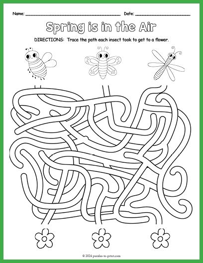 Free Printable Spring Maze Mother's Day Crafts For Kids, Origami Paper Flowers, Spring Worksheet, Maze Worksheet, Printable Mazes, Spring Games, Kids Homemade, Mazes For Kids, Spring Printables