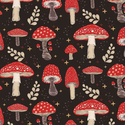 Hand drawn mushroom pattern Premium Vect... | Premium Vector #Freepik #vector #pattern #hand-drawn #pattern-background #decorative Mushroom Patterns, Mushroom Prints, Mushroom Background, Mushroom Stuff, Mushroom Aesthetic, Mushrooms Art, Quilted Sweater, Mushroom Wallpaper, Mushroom Pattern