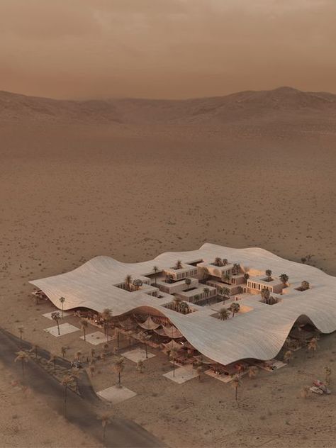 Hotel Concept, Hotel Architecture, Hotel Project, Architecture Design Concept, Organic Architecture, Architecture Presentation, Hotel Design, In The Desert, Hotels Design