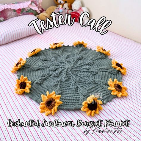 What flower represents summer better than our beloved sunflowers? 🌻 Sunflowers represent happiness, loyalty, and devotion. What better way to capture that positive energy than weaving them into a cozy blanket? Welcome to another crochet pattern tester call! This time, for the 🌻 Enchanted Sunflower Bouquet Blanket (Baby and Throw-Sized) Please apply by October 21st, 6pm via my Google form in my bi0. See form for details. Also note that I am only accepting testers for weight 6 yarn at thi... Flower Bouquet Blanket, Crochet Bouquet Blanket, Bouquet Blanket, Crochet Flower Blanket, Sunflower Crochet, Crochet Lovey, Sunflower Bouquet, Google Form, Crochet Bouquet