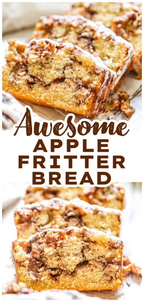 Awesome Country Apple Fritter Bread Apple Fritter Bread Recipe, Fritter Bread Recipe, Apple Fritters Bread Recipe, Chef Savvy, Apple Fritter Bread, Apple Recipes Easy, Apple Fritter, Apple Dessert Recipes, Cloud Bread