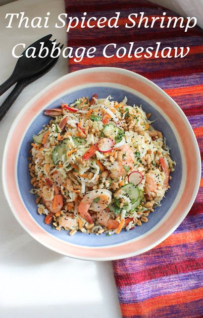 Food Lust People Love: Spicy, crunchy, fresh and zingy, Thai spiced shrimp cabbage coleslaw makes a great starter for a picnic, barbecue or dinner party. Shrimp Cabbage, Cabbage Coleslaw, Asian Cuisine Recipes, Spiced Shrimp, Asian Coleslaw, Chicory Recipe, Spicy Crab, Coleslaw Salad, Crab Dishes