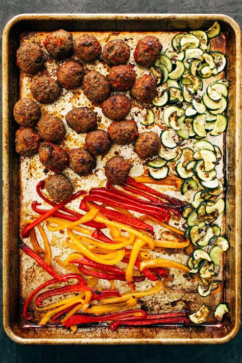 Harissa Meatballs with Whipped Feta! These Harissa Meatballs with Whipped Feta are perfect for an easy SOS dinner! Store-bought meatballs, bell peppers, zucchini, harissa, and whipped feta all in one bowl. YUMMY! #harissa #meatballs #feta Harissa Meatballs, Zucchini Hummus, Harissa Recipes, Hummus And Pita, Pinch Of Yum, Quinoa Sweet Potato, Chicken Pita, Bbq Tofu, Pepper Recipes