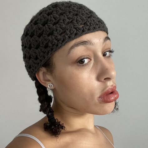 Handmade crochet dark grey skull cap (by me 🥰) - Depop Crochet Skull Cap Pattern, Crochet Skull Cap, Aesthetic Knit, Crochet Skull, Crochet Stitches Tutorial, Skull Cap, Crochet Ideas, Handmade Crochet, Crochet Stitches