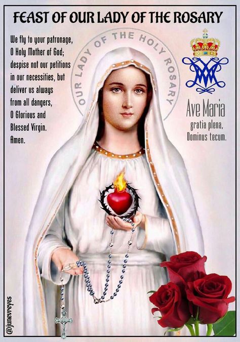 Our Lady of the Holy Rosary,  pray for us Lady Of Rosary, Our Lady Of Rosary, Catholic Saints Prayers, Rosary Prayers, Birthday Wishes For A Friend Messages, Rosary Prayers Catholic, Prayers Catholic, Lady Picture, Catholic Tattoos