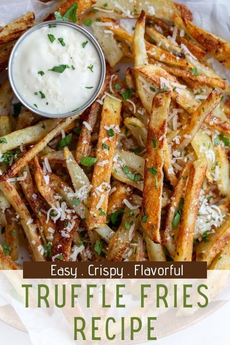 Truffle Fries With Aioli, Truffle Fries Recipe, Truffle Seasoning, Reheat French Fries, Homemade Truffles, French Fries Recipe, Homemade French Fries, Truffle Fries, Dried Potatoes