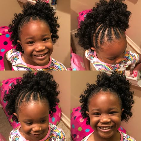 Quick and easy little girls crochet hairstyle. Used X-pression Curlette 10” medium rod hair. Kids Crochet Hairstyles, Crochet Braids For Kids, Cabello Afro Natural, Crochet Hairstyles, Haircut Styles For Women, Lil Girl Hairstyles, Kid Braid Styles, Hair Crochet, Short Haircut Styles