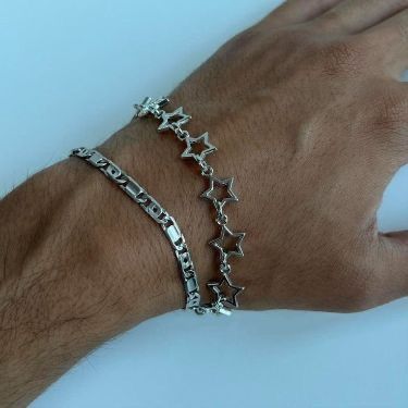 Bracelets Grunge, Accessories Grunge, Aesthetic Bracelets, Star Pearl, Streetwear Jewelry, Dope Jewelry Accessories, Y2k Star, Mens Silver Jewelry, Aesthetic Accessories