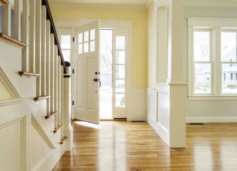 What To Do If You Have No Foyer Entry - laurel home | attractive solution with mouldings and a partial wall Apartment Entrance, Casa Country, Main Door Design, Apartment Style, Main Door, Main Entrance, Entry Foyer, House Entrance, Entrance Doors