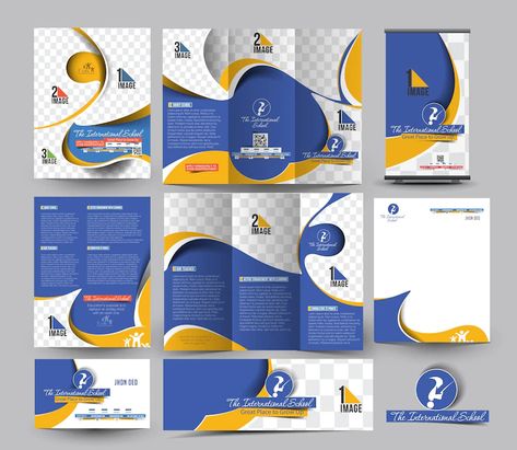 School Magazine Cover, School Envelope, School Magazine, Employee Id Card, Magazine Design Cover, School Brochure, Magazine Cover Design, Envelope Design, Logo Set