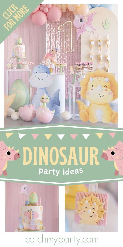 Check out this cute dinosaur-themed birthday party! The dessert table is so cute! See more party ideas and share yours at CatchMyParty.com Dinosaur Birthday Party For A Girl, Dinosaur Birthday Ideas For A Girl, Dinasour Birthday Ideas For A Girl, Dinofour Birthday Party Girl, Pink Dinosaur Party Table, Dino Girl Party, Girl Dinosaur Birthday Party, Girls Dinosaur Birthday Party Amazon.com, Dino Birthday Cake