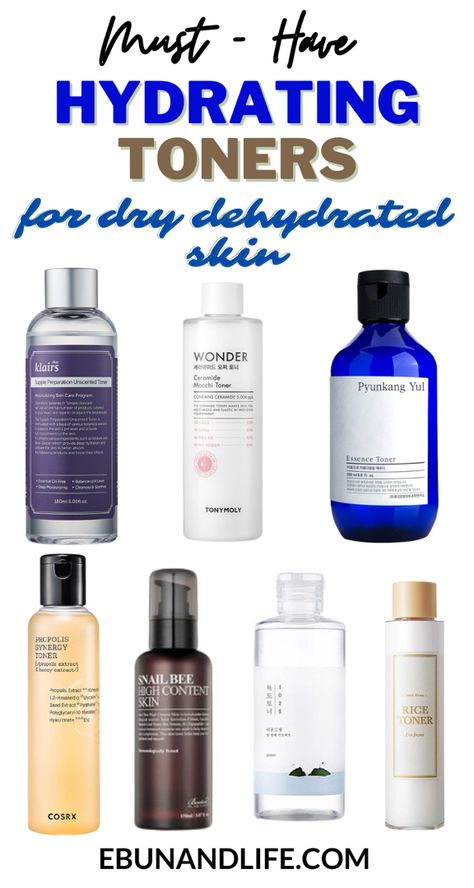 If you struggle with dehydrated skin, here are 12 of the best hydrating Korean toners you need for your skin. Dry Dehydrated Skin Routine, Korean Toner For Dry Skin, Best Toners For Dry Skin, Hydrating Toner For Dry Skin, Best Toner For Dry Skin, Toners For Dry Skin, Best Hydrating Toner, Toner For Dry Skin, Dry Skin Toner