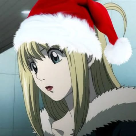 Cute Christmas Icons Anime, Misa Christmas Pfp, Misa Amane Christmas, Anime New Year Icon, Anime Christmas Icon, Christmas Pfps Anime, Anime Pfp Christmas, Christmas Anime Icon, Christmas Icons Anime