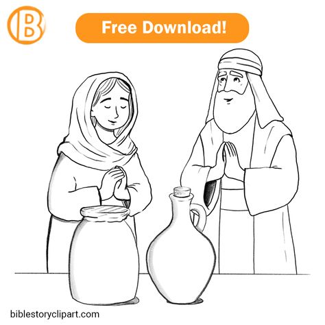 Elijah and the Widow of Zarephath Coloring Page Elijah And The Widow Coloring Page, Widow Of Zarephath Craft, Elijah And The Widow Of Zarephath Craft, Small Loaf Of Bread, The Widow Of Zarephath, Widow Of Zarephath, Elijah And The Widow, Childrens Bible Activities, 1 Kings 17