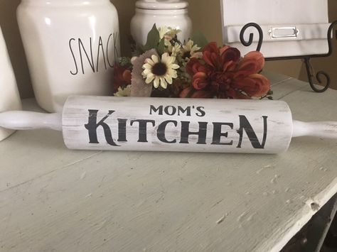 Excited to share this item from my #etsy shop: Mom's kitchen, Vintage rolling pin, Mom's kitchen rolling pin, painted rolling pin, Mother's Day gift, Mother's Day sign #housewares #distressed #decor Utensil Crafts, Farmhouse Rolling Pins, Reuse Jars, Rolling Pin Crafts, Quotes Girlfriend, Unique Kitchen Decor, Pin Crafts, Cricut Mat, Kitchen Design Diy