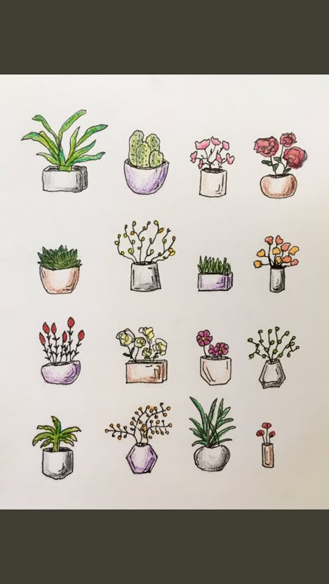 Mini Bullet Journal Ideas, Cute Plant Drawings, Draw Plants, Plant Doodle, Bullet Journal Notes, Bullet Journal Paper, Doodle Art Journals, Bullet Journal Design, Journal Design Ideas