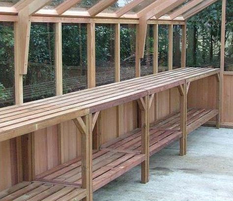 Greenhouse Shelves, Greenhouse Benches, Diy Greenhouse Plans, Greenhouse Shed, Build A Greenhouse, Greenhouse Interiors, Home Greenhouse, Backyard Greenhouse, Small Greenhouse