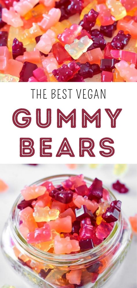 Best Vegan Gummy Bears Recipe I how to make vegan gummy bears I tips for making vegan gummy bears I delicious vegan sweets I healthier gummy bears recipe I homemade gummy bears recipe I vegan fruit snacks I best vegan recipes for kids I gummy bears without gelatin I best vegan snacks #gummybears #veganrecipes Vegan Recipes For Kids, Gummy Bears Recipe, Vegan Jello, Vegan Gummy Bears, Best Vegan Snacks, Homemade Gummy Bears, Healthy Gummies, Homemade Gummies, Gummies Recipe