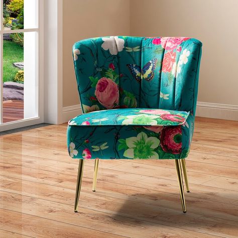 Floral Accent Chair, Wingback Accent Chair, Armless Accent Chair, Blue Accent Chairs, Floral Chair, Accent Chair Set, Fabric Accent Chair, Upholstered Side Chair, Living Room Accents