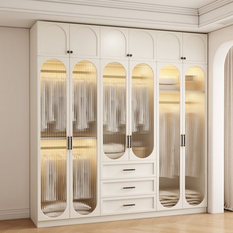 Essentials Women Storage Closet Glass Doors Luxury Cabinets Open Wardrobe Bedroom Organizer White Open Wardrobe Bedroom, Closet Glass Doors, Bedroom Organizer, Wardrobe Bedroom, Open Wardrobe, Storage Closet, Organization Bedroom, Closet Storage, Glass Doors