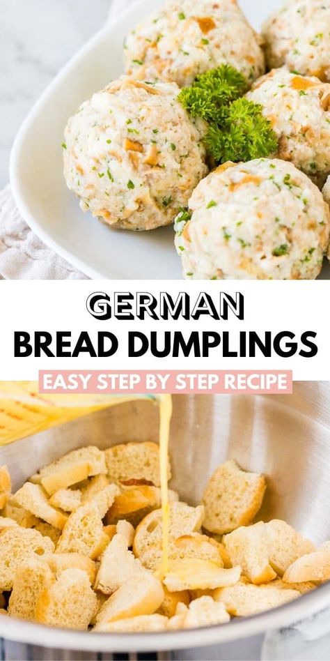 Knoedel Recipe, German Dumpling Soup, German Bread Dumplings, German Potato Dumplings, German Cottage Cheese Dumplings, Bread Dumplings German, German Meat Filled Dumplings, German Dumplings, Easy German Recipes