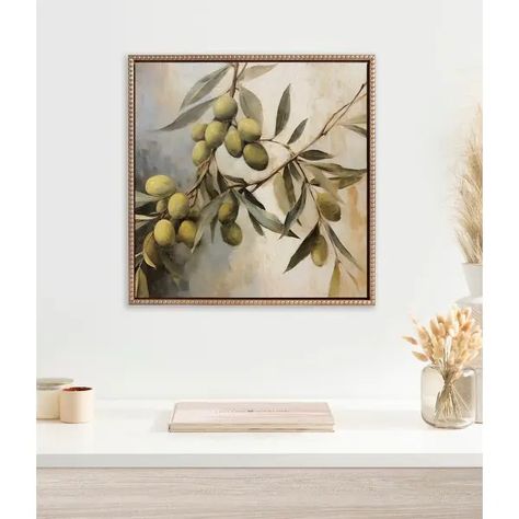 Kate and Laurel Sylvie Beaded Olive Tree Framed Canvas by The Creative Bunch Studio - Bed Bath & Beyond - 40488392 Olive Tree Art, Roman Decor, Olive Tree Painting, Wall Art Decor Bedroom, Natural Branches, Antique Wall Decor, Wall Frame Set, Bead Frame, Collage Picture Frames