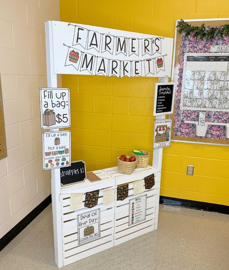 Dramatic Play Center | Move Mountains in Kindergarten Mountains Classroom Decor, Barnyard Classroom, Farm Classroom Theme, Farm Theme Preschool, Moving Mountains, Classroom Tour, Dramatic Play Preschool, Dramatic Play Area, Classroom Makeover