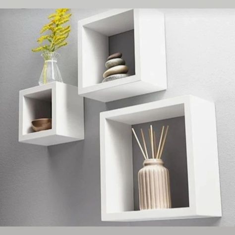 Vanity Makeup Rooms, Display Shelf Design, Cube Wall Shelf, Corner Shelf Ideas, Small Space Interior Design, Shelves Design, Wall Niche, Wall Shelf Decor, Wall Shelves Design