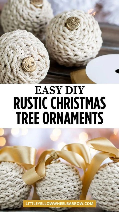 The best homemade, DIY rustic Christmas tree ornaments you can make in an afternoon! If you're going for a farmhouse decor look this Christmas season, you need these easy to make DIY rustic Christmas tree ornaments tutorial - I'll show you step by step how to make crochet, rustic ornaments for the Christmas tree. Add this tutorial to your DIY Christmas crafts or DIY holiday crafts. If you love natural Christmas tree decorations, learn to make these DIY rustic Christmas ornaments. Rustic Ornaments Diy, Farmhouse Christmas Ornaments Diy, Diy Rustic Christmas Tree, Rustic Christmas Tree Ornaments, Diy Christmas Ornaments Rustic, Rustic Christmas Diy, Diy Rustic Christmas, Rustic Christmas Ornaments, Diy Christmas Tree Ornaments